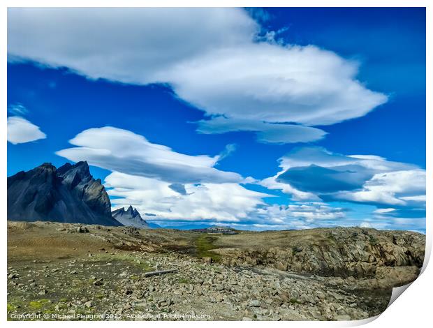 Spectacular UFO clouds in the sky over Iceland - Altocumulus Len Print by Michael Piepgras