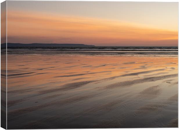 Glorious sunset afterglow at Westward Ho! Canvas Print by Tony Twyman