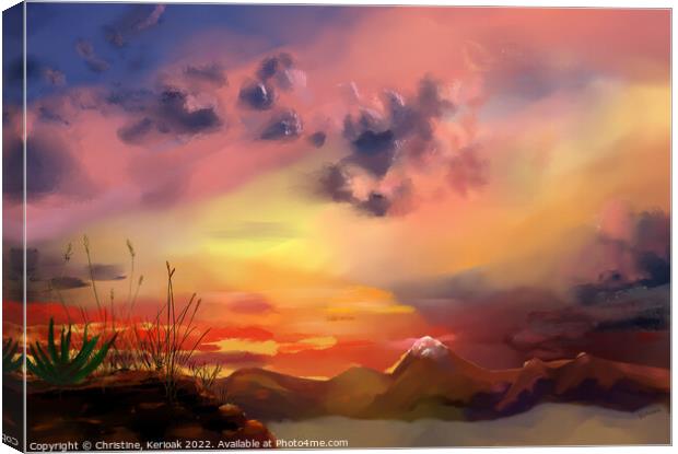 Sunset Painting Canvas Print by Christine Kerioak