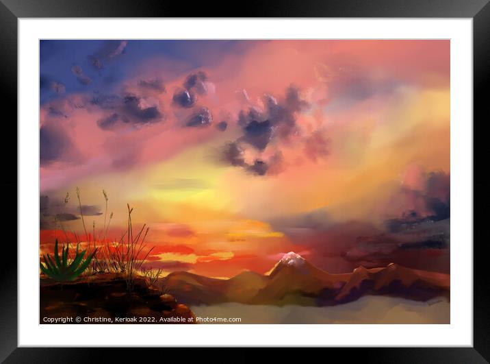 Sunset Painting Framed Mounted Print by Christine Kerioak