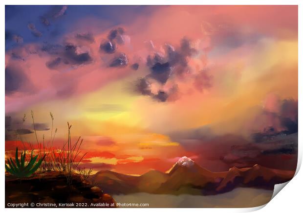 Sunset Painting Print by Christine Kerioak