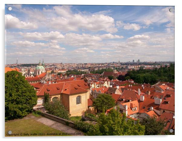 Across Prague from Castle Acrylic by Sally Wallis