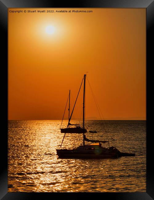 Swanage Bay Sun Framed Print by Stuart Wyatt