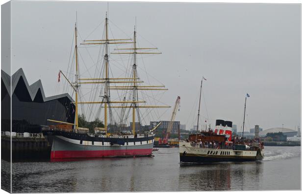 Paddle steamer Waverley and Glenlee tall ship Canvas Print by Allan Durward Photography