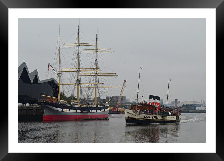 Paddle steamer Waverley and Glenlee tall ship Framed Mounted Print by Allan Durward Photography