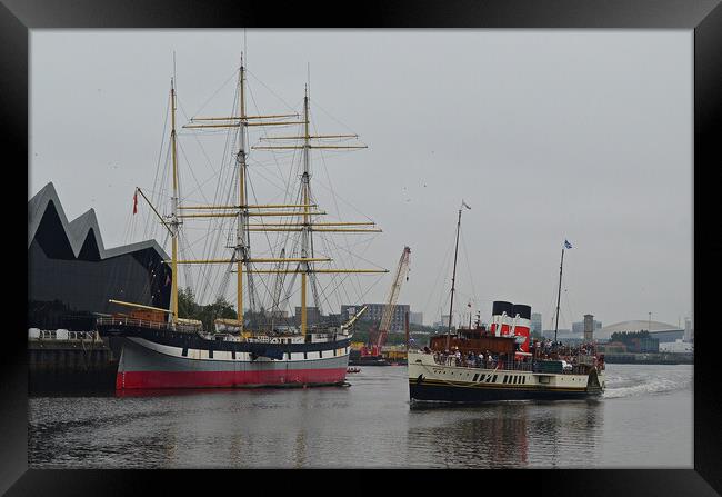 Paddle steamer Waverley and Glenlee tall ship Framed Print by Allan Durward Photography
