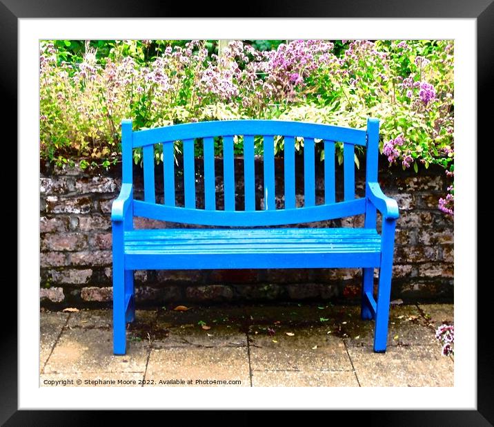 Blue bench  Framed Mounted Print by Stephanie Moore