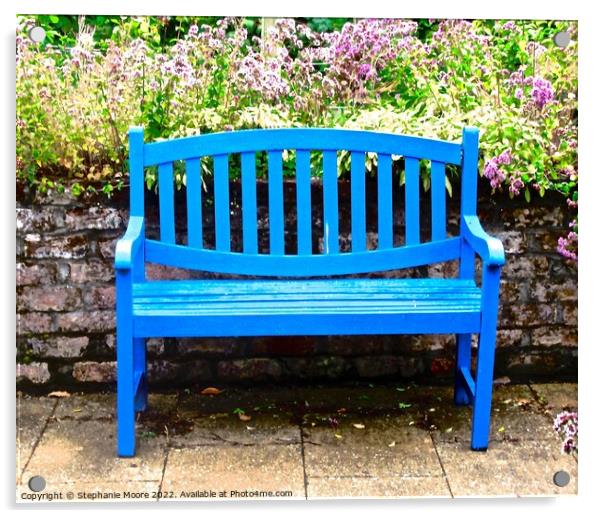 Blue bench  Acrylic by Stephanie Moore