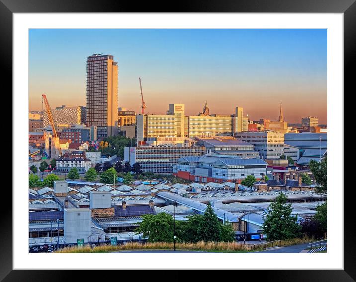 Sheffield, South Yorkshire at Sunrise Framed Mounted Print by Darren Galpin