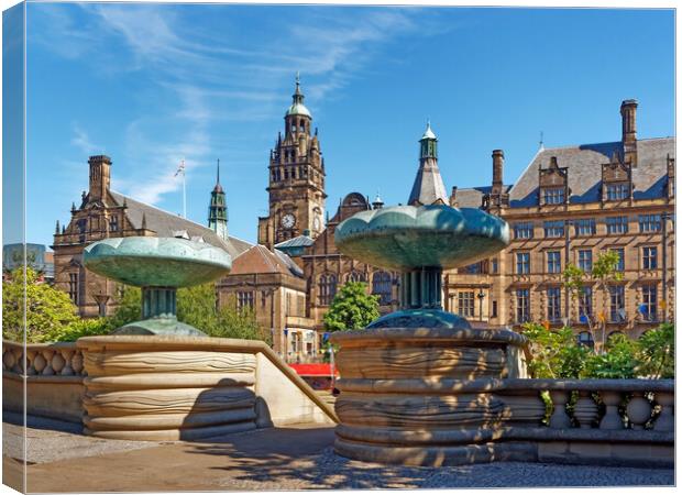 Sheffield Town Hall & entrance to Peace Gardens  Canvas Print by Darren Galpin