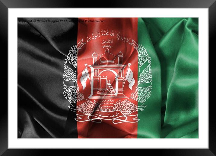 Afghanistan flag - realistic waving fabric flag Framed Mounted Print by Michael Piepgras