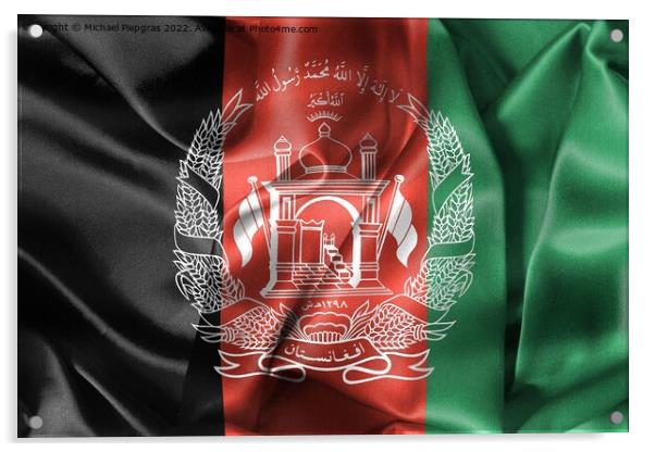 Afghanistan flag - realistic waving fabric flag Acrylic by Michael Piepgras
