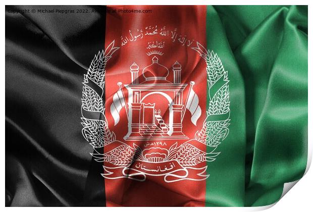 Afghanistan flag - realistic waving fabric flag Print by Michael Piepgras