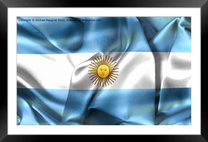 Argentina flag - realistic waving fabric flag Framed Mounted Print by Michael Piepgras