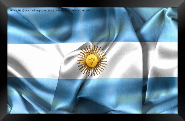 Argentina flag - realistic waving fabric flag Framed Print by Michael Piepgras