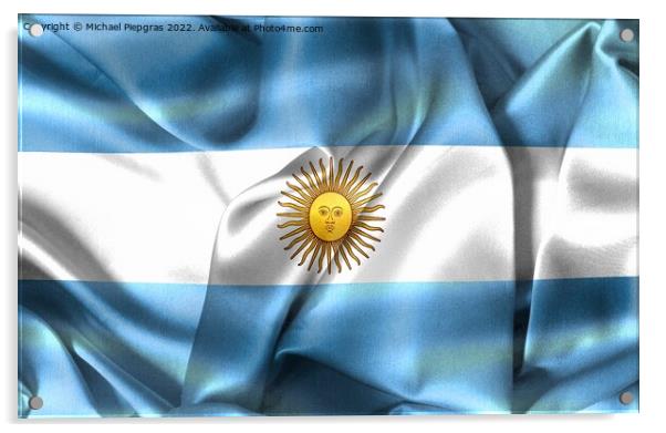 Argentina flag - realistic waving fabric flag Acrylic by Michael Piepgras
