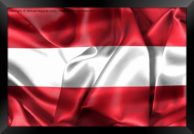 Austria flag - realistic waving fabric flag Framed Print by Michael Piepgras