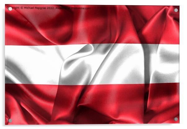 Austria flag - realistic waving fabric flag Acrylic by Michael Piepgras