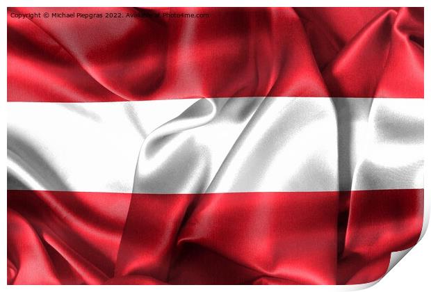 Austria flag - realistic waving fabric flag Print by Michael Piepgras