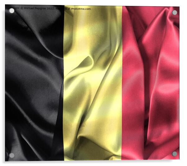 Belgium flag - realistic waving fabric flag Acrylic by Michael Piepgras