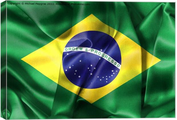 Brazil flag - realistic waving fabric flag Canvas Print by Michael Piepgras