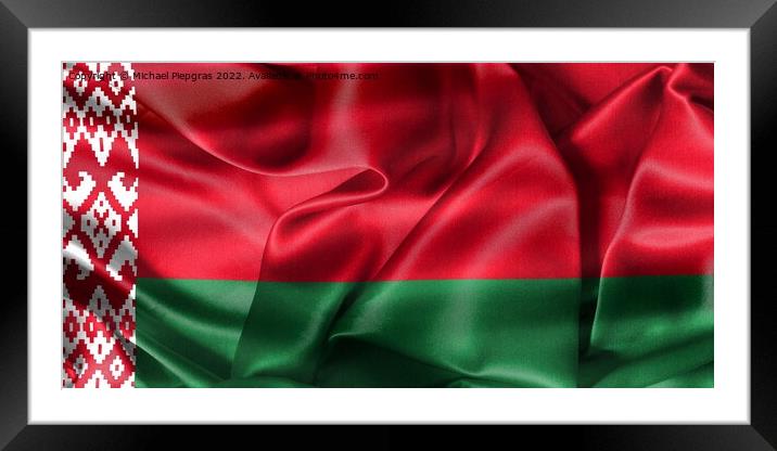Belarus flag - realistic waving fabric flag Framed Mounted Print by Michael Piepgras