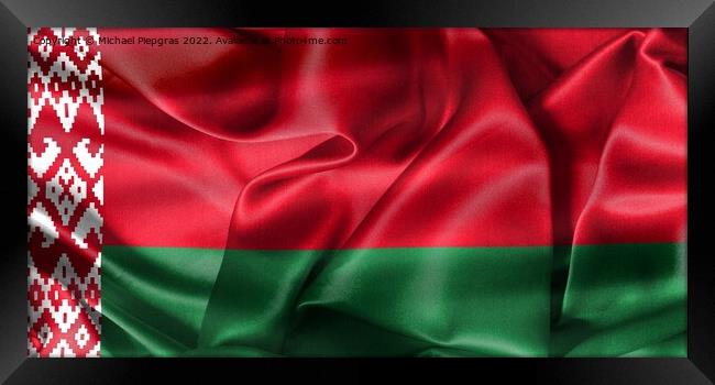 Belarus flag - realistic waving fabric flag Framed Print by Michael Piepgras
