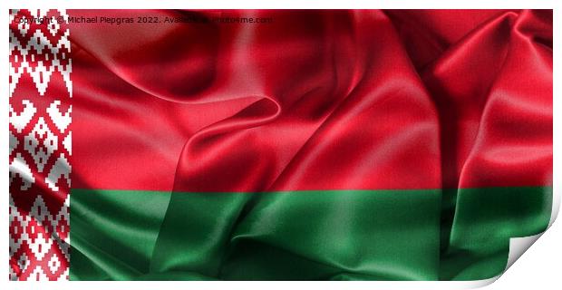 Belarus flag - realistic waving fabric flag Print by Michael Piepgras