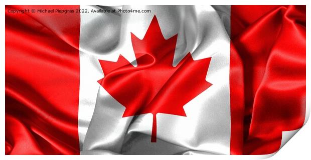Canada flag - realistic waving fabric flag Print by Michael Piepgras
