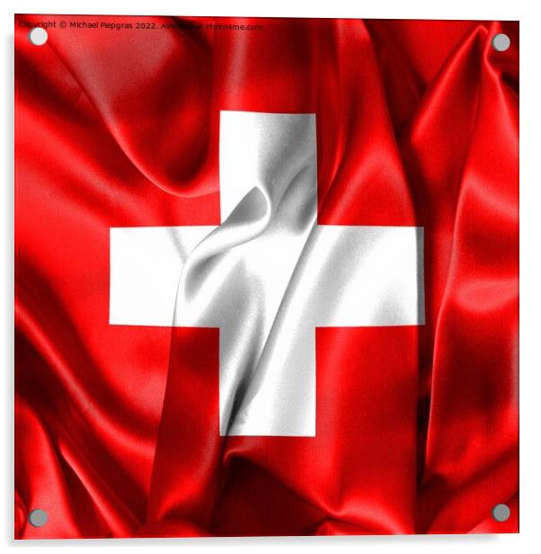 Swiss flag - realistic waving fabric flag Acrylic by Michael Piepgras