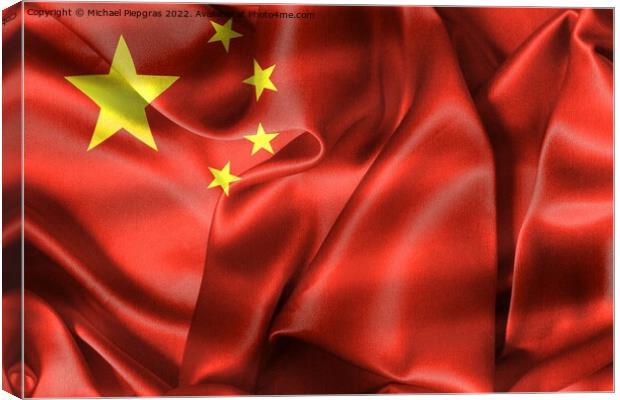 China flag - realistic waving fabric flag Canvas Print by Michael Piepgras