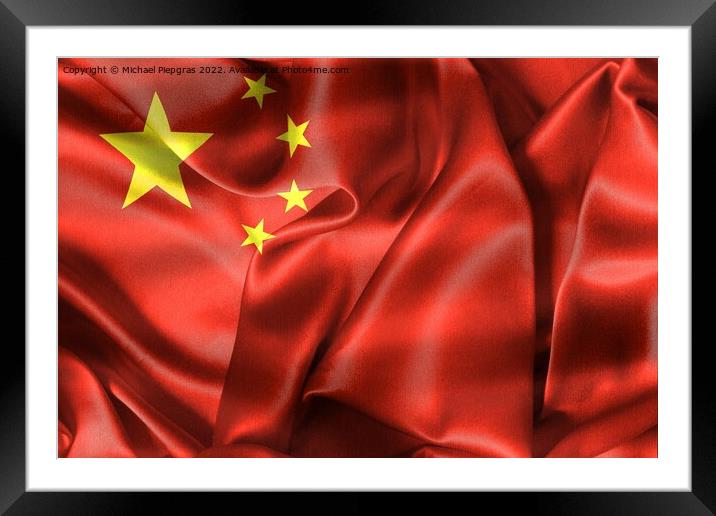 China flag - realistic waving fabric flag Framed Mounted Print by Michael Piepgras