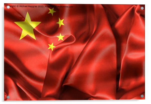 China flag - realistic waving fabric flag Acrylic by Michael Piepgras