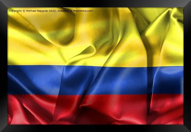 Colombia flag - realistic waving fabric flag Framed Print by Michael Piepgras