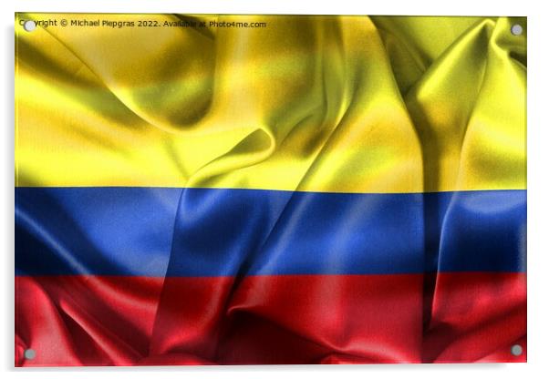 Colombia flag - realistic waving fabric flag Acrylic by Michael Piepgras
