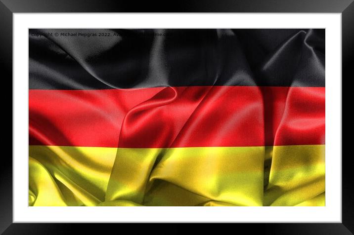 Germany flag - realistic waving fabric flag Framed Mounted Print by Michael Piepgras