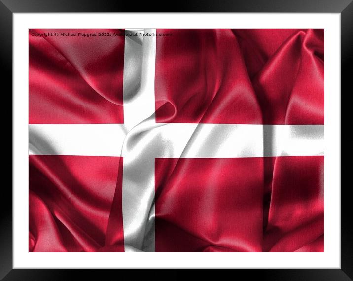 Denmark flag - realistic waving fabric flag Framed Mounted Print by Michael Piepgras