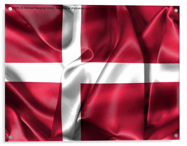 Denmark flag - realistic waving fabric flag Acrylic by Michael Piepgras