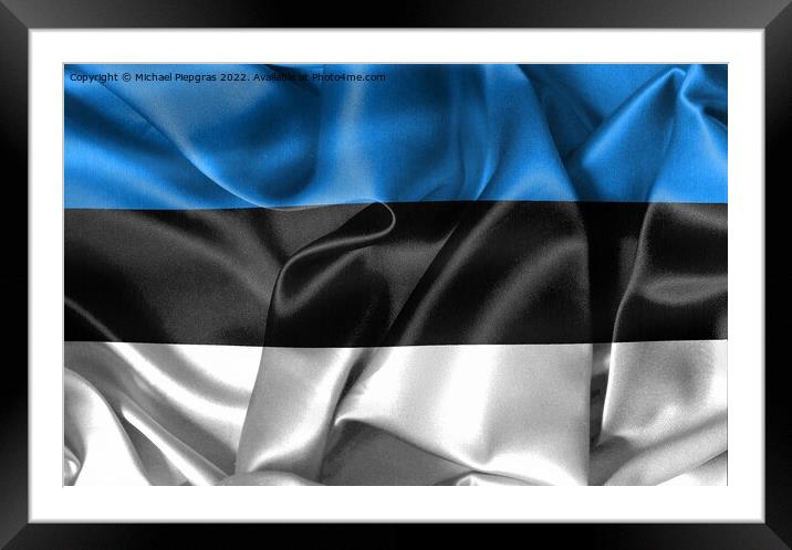 Estonia flag - realistic waving fabric flag Framed Mounted Print by Michael Piepgras