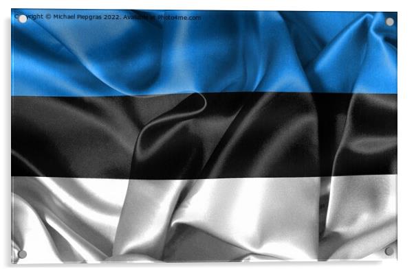 Estonia flag - realistic waving fabric flag Acrylic by Michael Piepgras