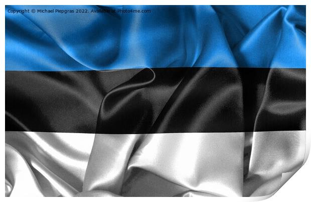 Estonia flag - realistic waving fabric flag Print by Michael Piepgras