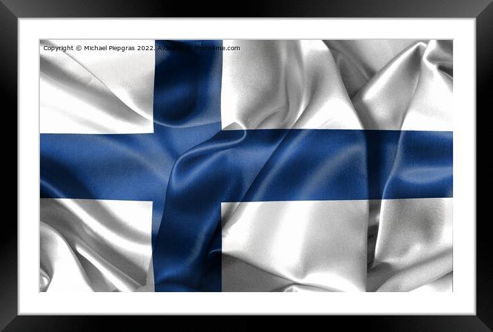 Finland flag - realistic waving fabric flag Framed Mounted Print by Michael Piepgras