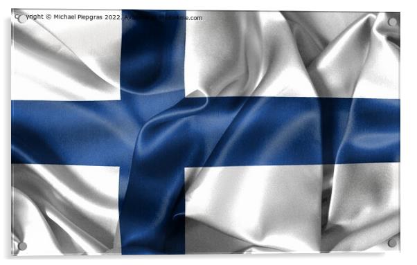 Finland flag - realistic waving fabric flag Acrylic by Michael Piepgras