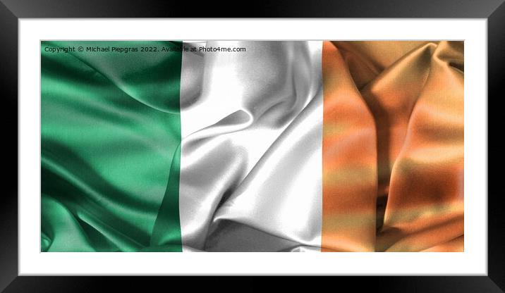 3D-Illustration of a Ireland flag - realistic waving fabric flag Framed Mounted Print by Michael Piepgras