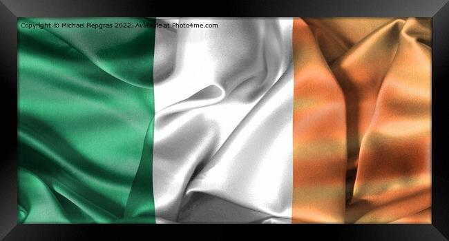 3D-Illustration of a Ireland flag - realistic waving fabric flag Framed Print by Michael Piepgras