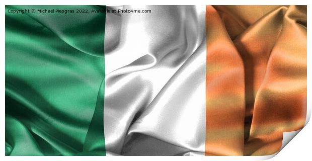 3D-Illustration of a Ireland flag - realistic waving fabric flag Print by Michael Piepgras