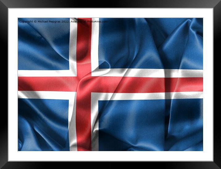 3D-Illustration of a Iceland flag - realistic waving fabric flag Framed Mounted Print by Michael Piepgras