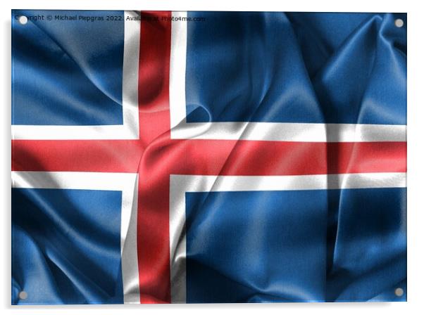 3D-Illustration of a Iceland flag - realistic waving fabric flag Acrylic by Michael Piepgras