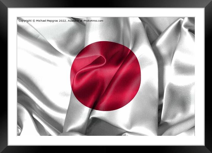 3D-Illustration of a Japan flag - realistic waving fabric flag Framed Mounted Print by Michael Piepgras
