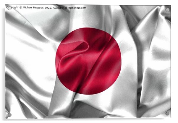 3D-Illustration of a Japan flag - realistic waving fabric flag Acrylic by Michael Piepgras